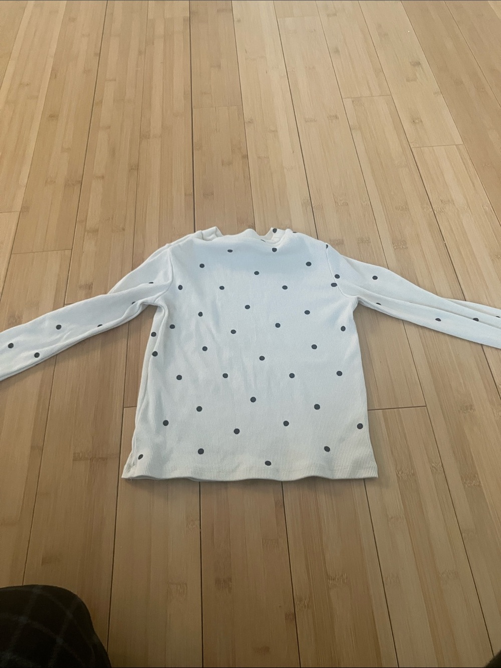 Cat & Jack White Long Sleeve Shirt with Black Polka Dots